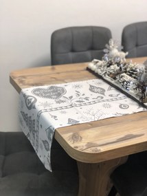 Karácsonyi kendő pamut - X-mas szürke Asztalterítő: 20x120 cm