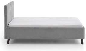 Szürke kárpitozott franciaágy ágyráccsal 140x200 cm Piano – Meise Möbel