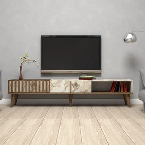 Natúr színű TV-állvány márvány dekorral 180x40 cm Milan – Kalune Design