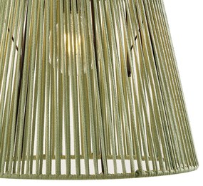 Kültéri függőlámpa fekete, zöld kötélárnyékolóval IP44 - Cava Jayla