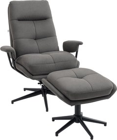 HOMCOM Fotel Lábpihentetővel, TV Fotel Forgó Alappal, TV Fotel Dőlésszabályozó Funkcióval, Nappaliba, Hálószobába, 150 kg Terhelhetőség, Poliészter, A