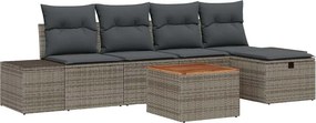 vidaXL Kerti Kanapé Szett párnával tárolóval 6 pcs Szürke polirattan