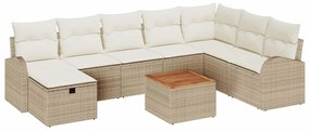 vidaXL Kerti Kanapé Szett párnával tárolóval 9 pcs Bézs Poli rattan