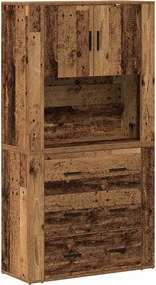 vidaXL Magasfiú fiókkal Öreg fa 80 x 33 x 150 cm Faanyag