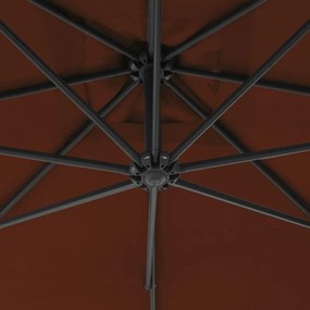 terrakotta konzolos napernyő acélrúddal 250 x 250 cm