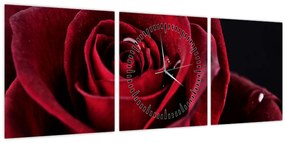 Kép - Vörös rózsa (órával) (90x30 cm)