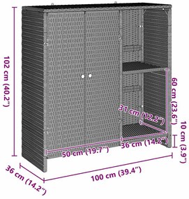 Tárolószekrény tárolóval Világosszürke 100 x 36 x 102 cm Rattan