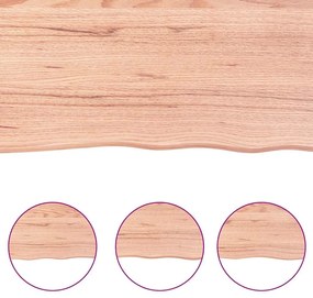 világosbarna kezelt tömör fa fürdőszobai pult 140x50x(2-4) cm