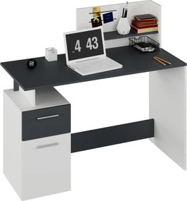 Számítógépasztal, fehér/grafit, PLATON NEW