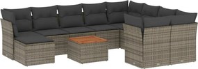 vidaXL 11 részes szürke polyrattan kerti ülőgarnitúra párnákkal