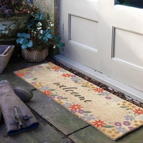 Kókuszrost lábtörlő 40x120 cm Welcome Floral – Artsy Doormats