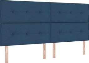 vidaXL LED Box Spring Ágy matracmal Kék 200 x 200 cm szövet