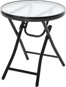 Outsunny Összecsukható Kertasztal Ø45cm, Időjárásálló Fém Balkon Asztal, Összecsukható Asztal Vízgyűrű Mintával, Kültéri Étkezőasztal, Kerek Oldalaszt