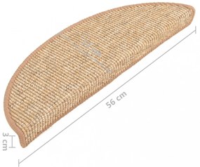 15 db világosbarna lépcsőszőnyeg 56x17x3 cm