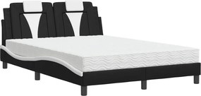 vidaXL fekete és fehér műbőr ágy Viana matraccal 140 x 200 cm