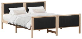 Ágykeret fejtámlával Barna és fekete 160 x 200 cm Tömör fenyőfa