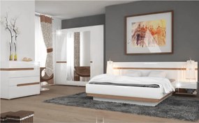 Ágy 180, fehér extra magas fényű HG/sonoma tölgy sötét trufla, LYNATET TYP 93