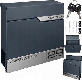 Postaláda Címfelirattal Antracit Újságtartó