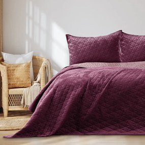 Sötét rózsaszín bársony steppelt ágytakaró 220x240 cm Laila – AmeliaHome