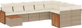 vidaXL 10 részes bézs polyrattan kerti ülőgarnitúra párnával