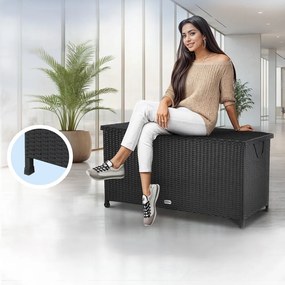 RICCO polyrattan tárolódoboz, 122x56x61cm, fekete Casaria