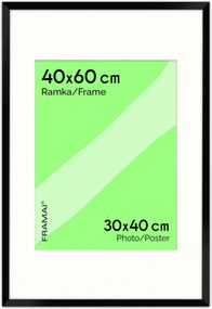 Elegáns fekete passe partout keret 40x60 cm, ablakkal 30x40 cm