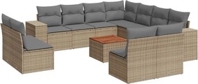 vidaXL 12 részes bézs polyrattan kerti ülőgarnitúra párnákkal