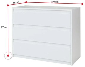TANIA komód, 110x87x46, fehér