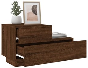Barna tölgyszínű éjjeliszekrény LED-világítással 70x36x40,5 cm