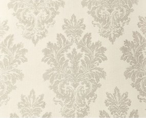 Krémszínű mosható fali tapéta díszes mintával a flizelinen