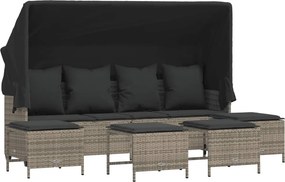 vidaXL 5 részes szürke polyrattan kerti ülőgarnitúra párnákkal