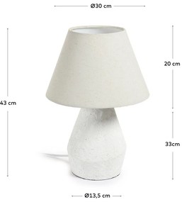 Fehér asztali lámpa textil búrával (magasság 43 cm) Noara – Kave Home