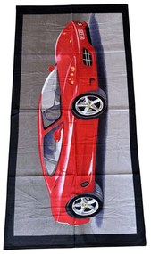 Strand fürdőlepedő FUNNY RED CAR 70x140 cm