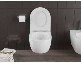 Mexen Carmen, fali WC csésze 490x365x340 mm, Perem nélküli Tornado, fényes fehér, 3388XX00T