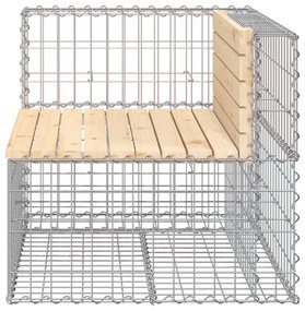 tömör fenyőfa gabion kerti pad 92x71x65,5 cm