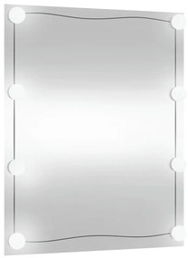 téglalap alakú üveg falitükör LED fényekkel 50 x 60 cm