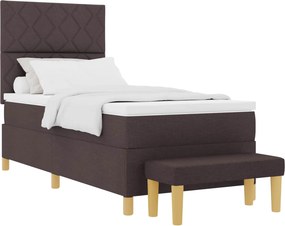 vidaXL Boxrugós ágy matracmal sötétbarna 100 x 200 cm szövet