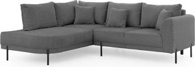 Sötétszürke zsenília sarokkanapé (bal oldali-L alakú) Mauris – Ropez
