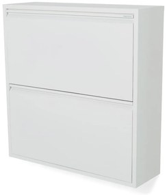Fehér fém billenő ajtós cipőtartó 75x77,5x22,5 cm Billy – Spinder Design