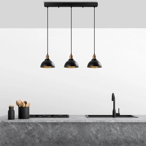 Varzan 10860 fekete-antik fém függőlámpa, 70 x 21 cm, 3 izzós