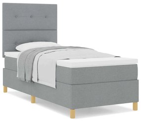 Boxrugós ágy fejtámlával Világosszürke 100 x 200 cm szövet