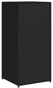 fekete polyrattan kerti tárolószekrény 55 x 55 x 111 cm