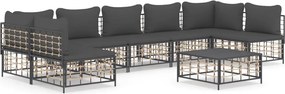 vidaXL 8 részes antracitszürke polyrattan kerti ülőgarnitúra párnákkal