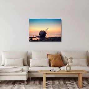 Üveg kép - Hajótörést szenvedett hajó (70x50 cm)
