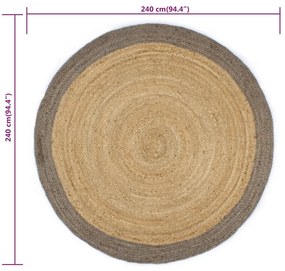 szürke szélű kézzel font jutaszőnyeg 240 cm
