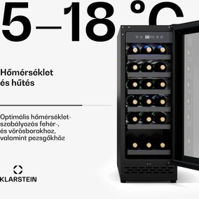 Klarstein Vinovilla 18 Uno borhűtő, 1 hűtési zóna, 18 palack, fa polcok, 5-18 °C