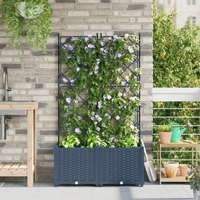 Trellis-szel ellátott Kerti Ültető 2 db Szürke 80x40x143 cm