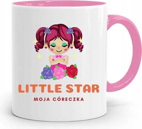 Rózsaszín Bögre Ajándék Lányának Little Star Lánya fényképes nyomattal