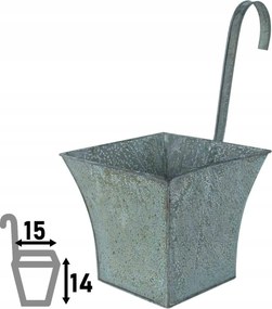 Odessa függesztett virágtartó erkélyre, korlátra 14 x 15 x 15 cm szürke-antik