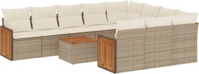 vidaXL 11 részes bézs polyrattan kerti ülőgarnitúra párnákkal